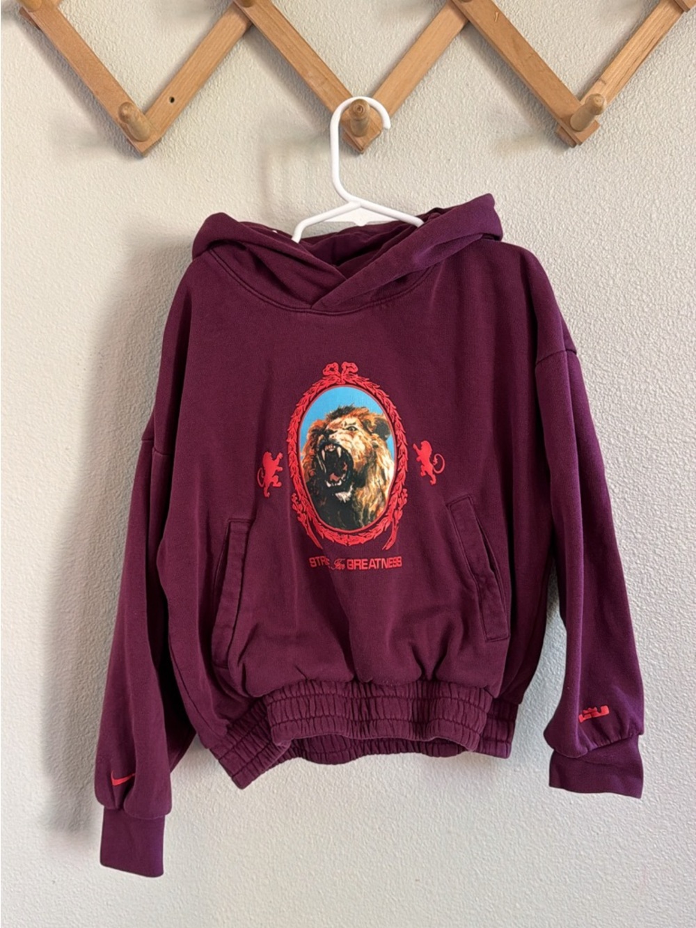 Burgundy Graphic Lion Hoodie - "Strive for Greatness" Nike girls small 5